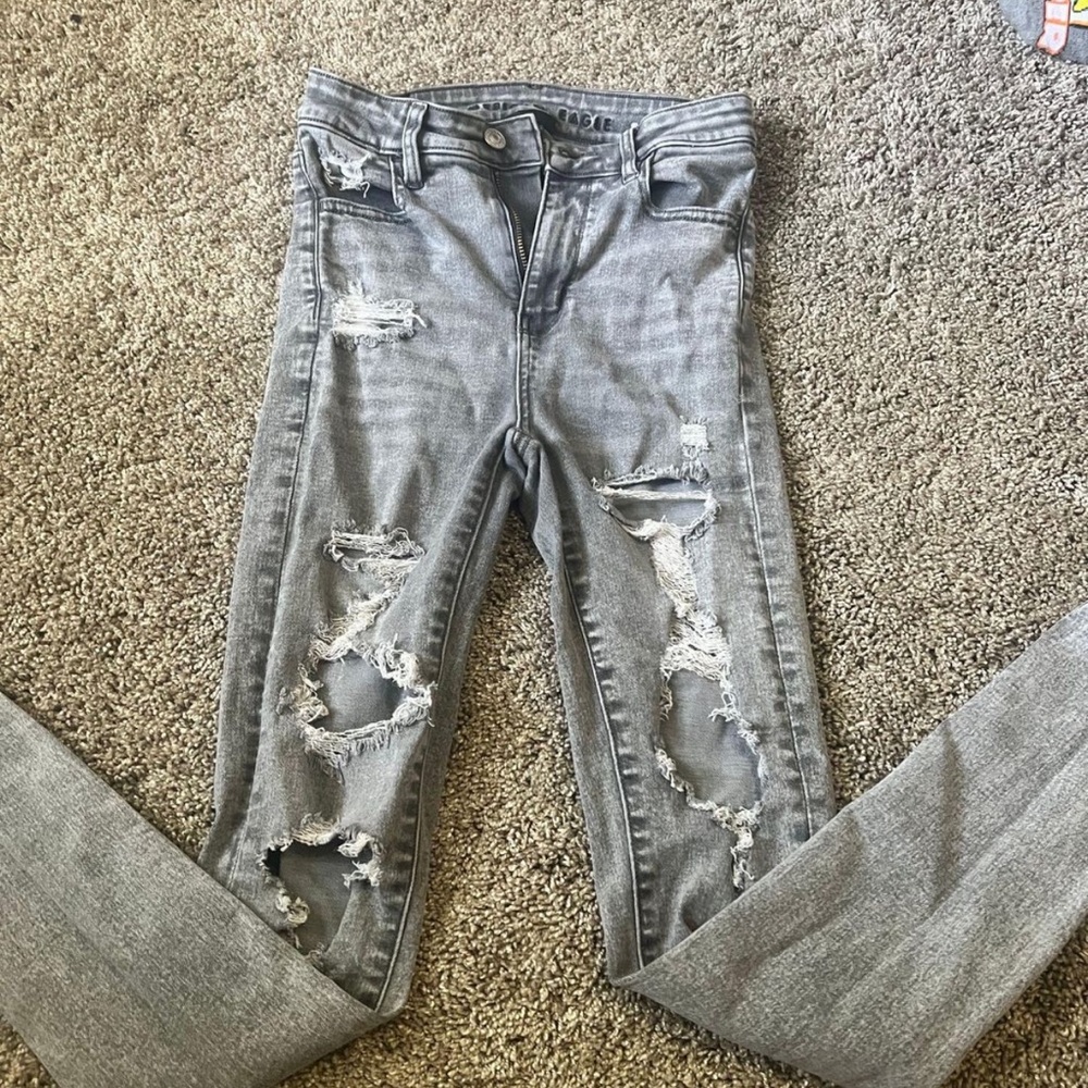 Gray American Eagle High Waisted Jeans